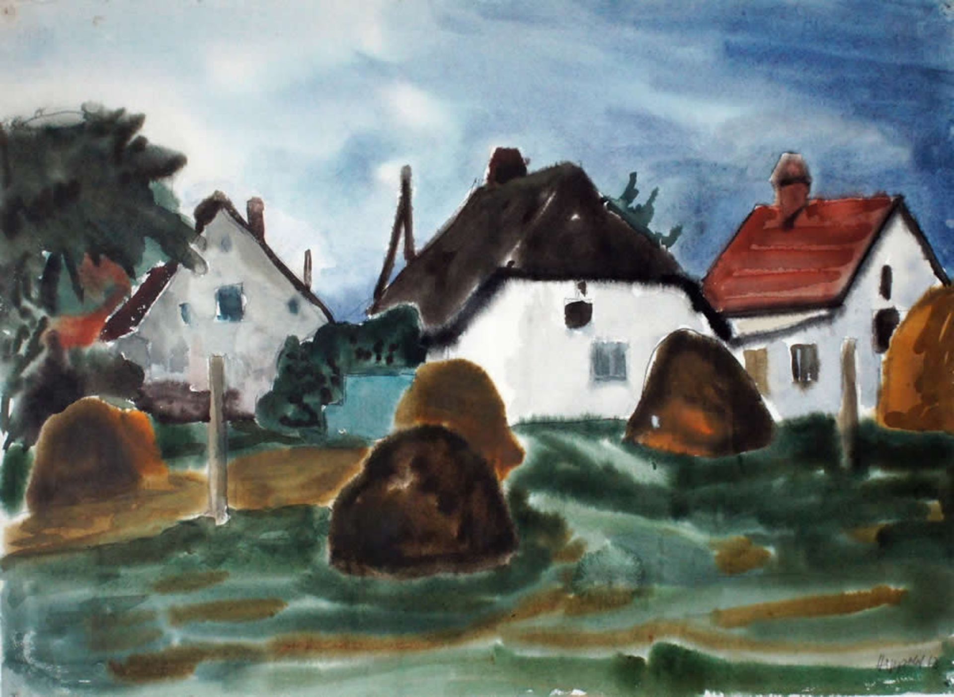 Hippold, Erhard Darß, sign. 48 x 65 Aquarell