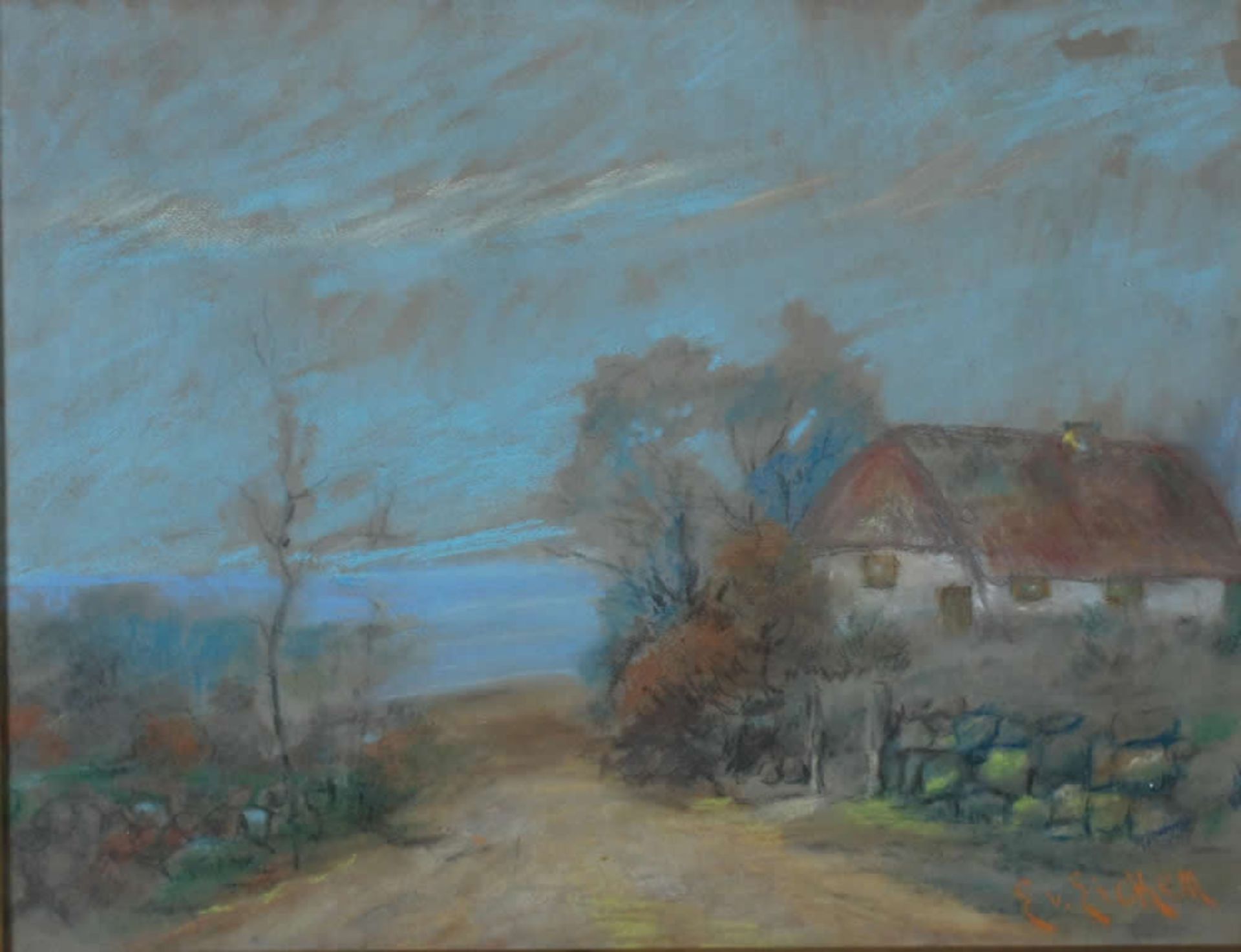 Eicken, Elisabeth v. Kate am Bodden, sign 46 x 60 Pastell