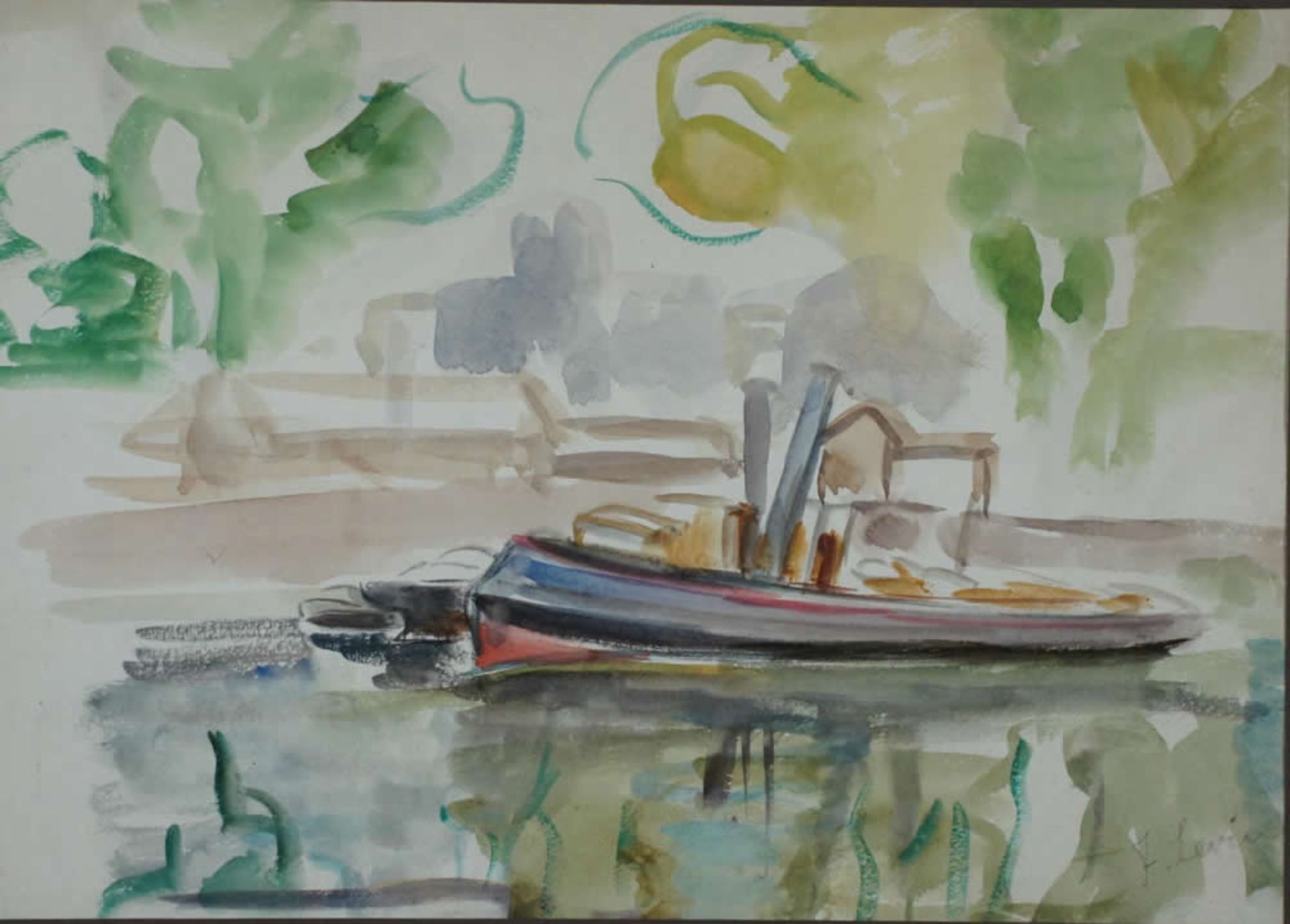 Levin, Julo Schlepper, sign 27 x 37 Aquarell