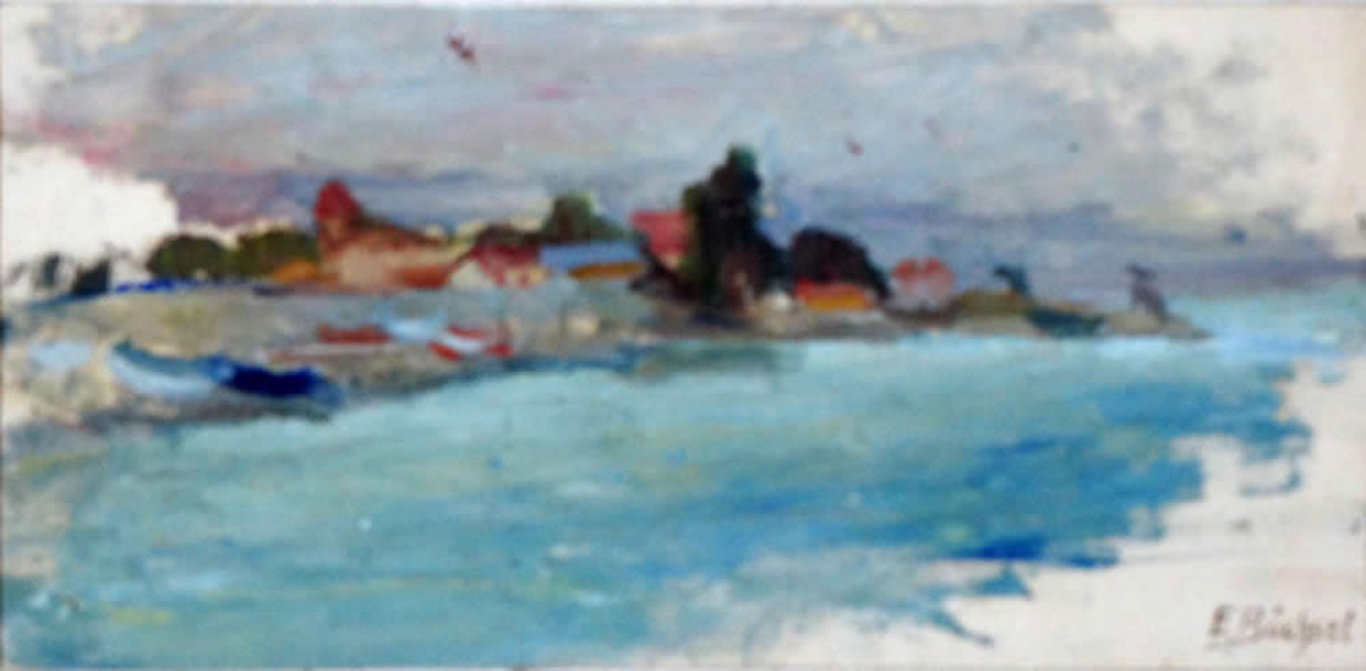 Büchsel, Elisabeth am Meer, sign 15 x 32 Öl