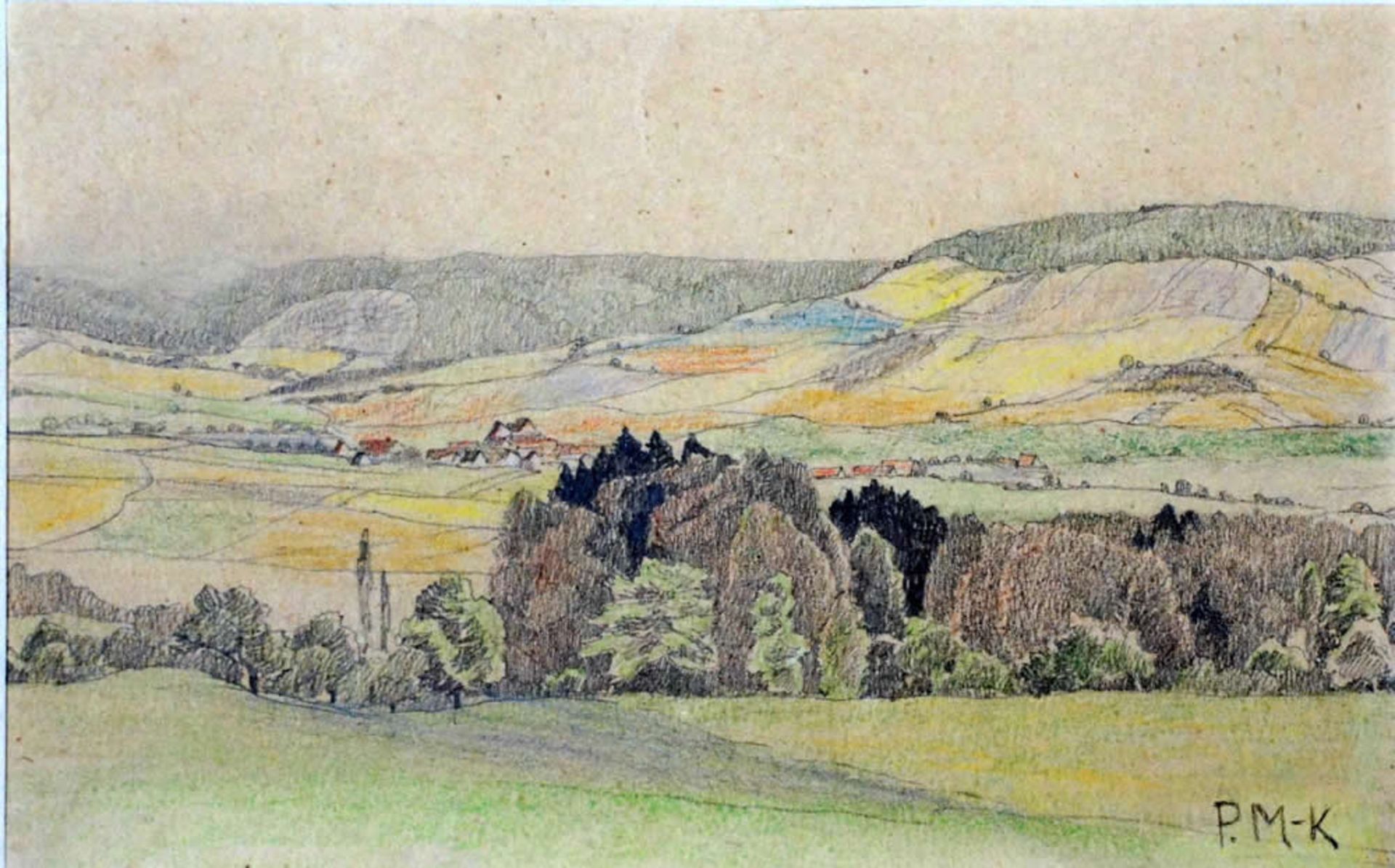 Müller-Kaempff, P. Landschaft, mg 15 x 23 Farbstifte