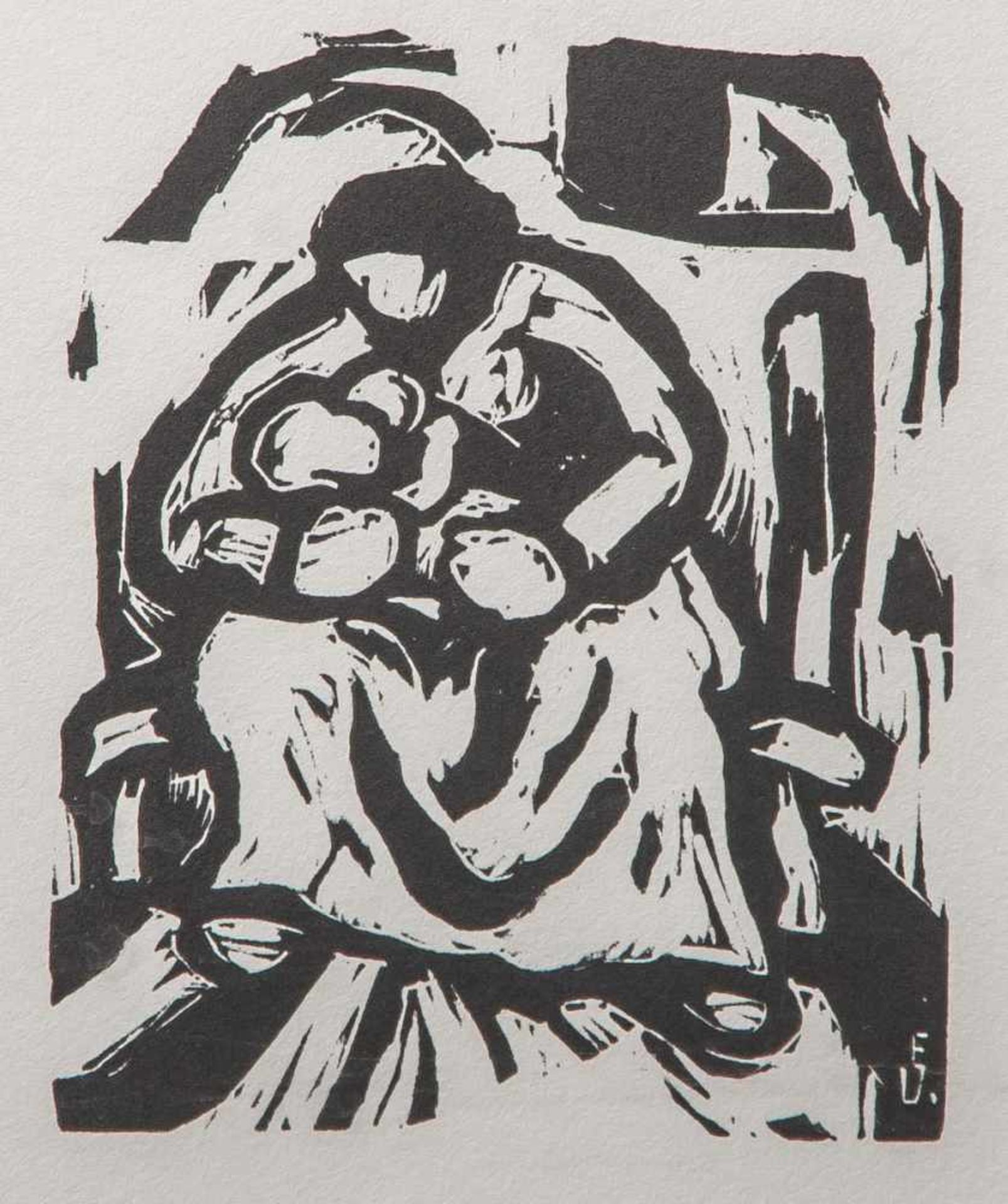 Viegener, Eberhard (1890-1967), "Mutter und Kind", Holzschnitt/Büttenpapier, re u. in der<