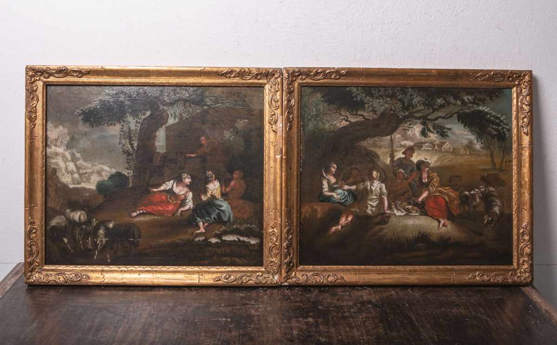 Unbekannter Künstler (17./18. Jahrhundert), nach Nicolas Poussin (1594-1665), Gemäldepaar,<b