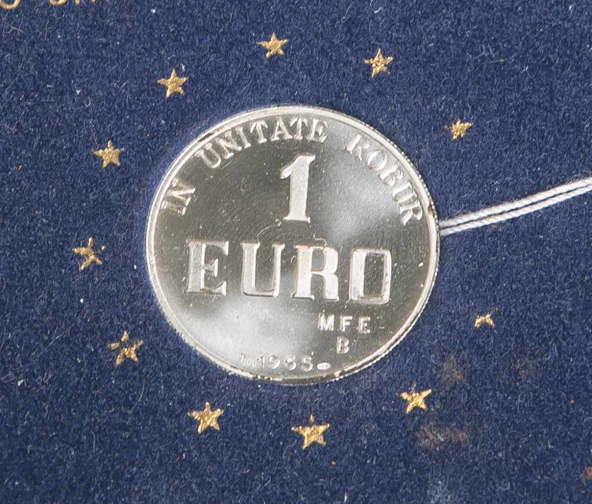 1 Euro Münze "In Unitate Robur" (Italien / Bologna, 1965), 800 Silber, Münzprägestätte:<br