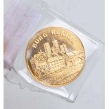 Goldmünze 986 GG, "Stadt Runkel an der Lahn", Rs.: Burg Runkel, gestempelt: Feingehalt,<