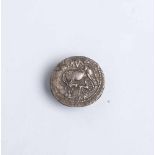 Silbermünze "Drachme" (Illyria, Apollonia, 229 - 100 v. Chr.), Kuh nach links stehend u.<