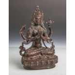 Unbekannter Künstler (wohl Indien), wohl hinduistische Göttin Bhuvaneshwari im Lotussitz<b