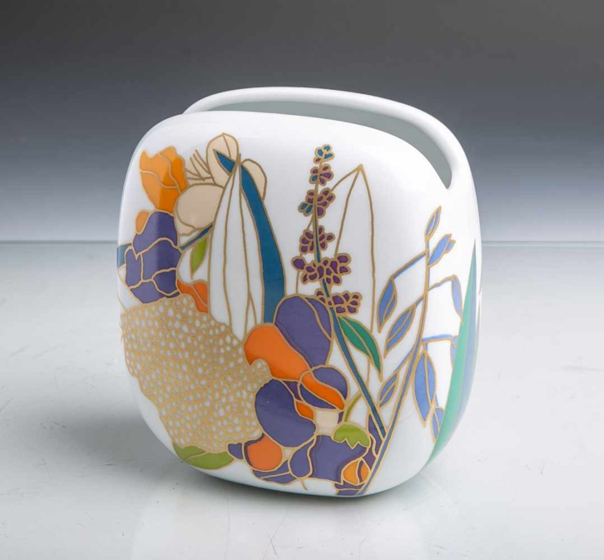 Quadratische Vase (Rosenthal, studio-linie, Designer: W. Bauer, neuzeitlich), H. ca. 16