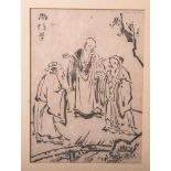Naonobu, Kano (1607-1650), Darstellung von drei Männern im Gespräch, wohl<b