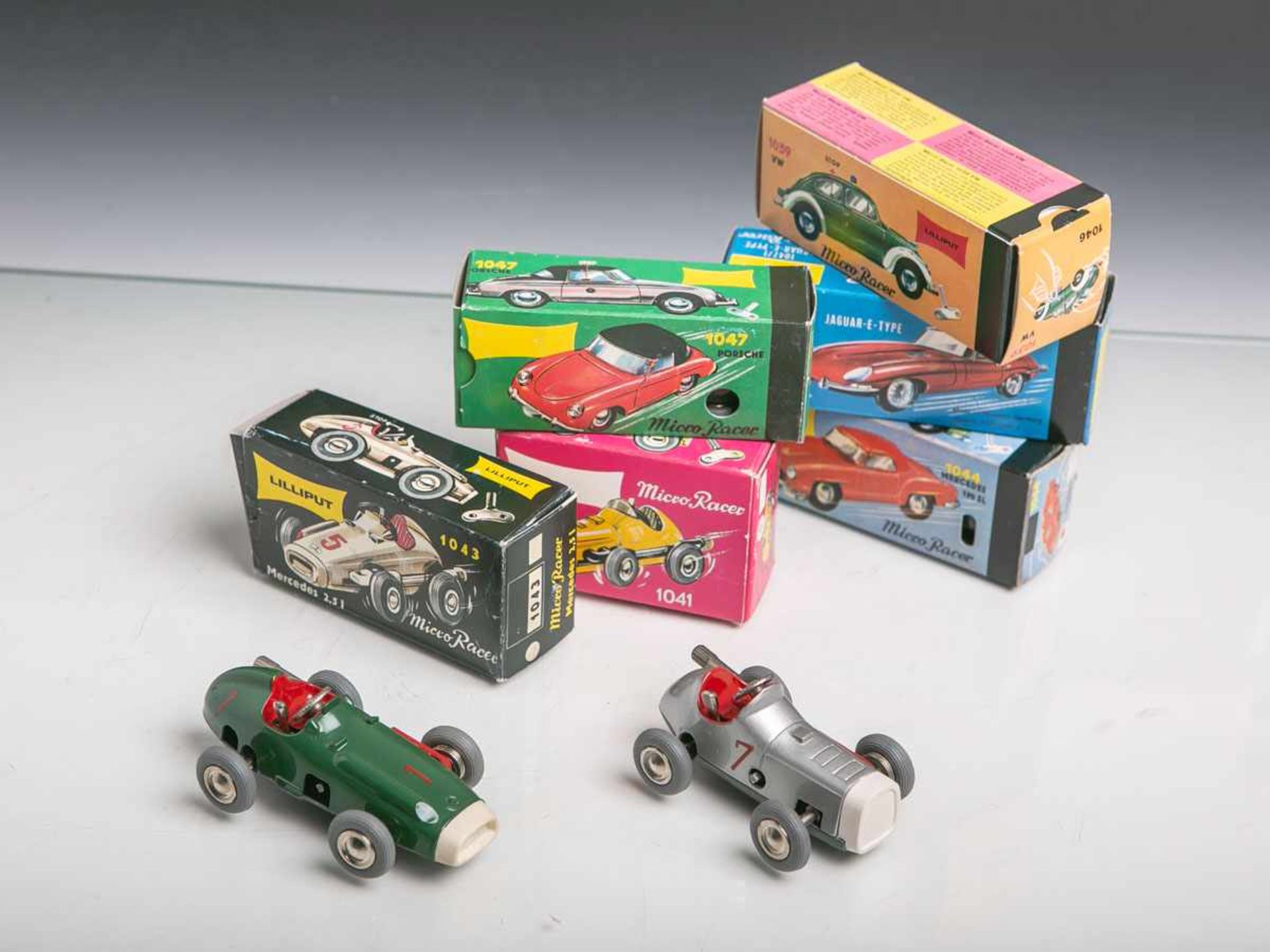 Konvolut von verschiedenen Modellautos (Micro Racer, Hersteller Lilliput), insgesamt 6
