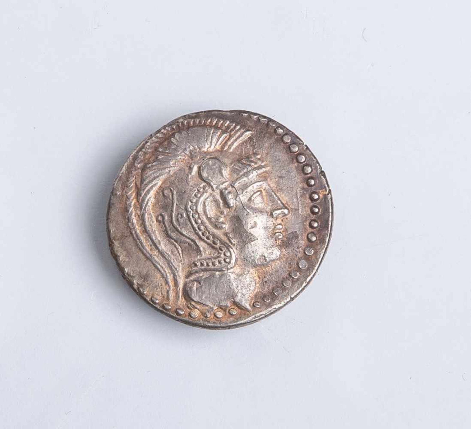 Silbermünze "Tetradrachme des neuen Stils" (Attika, Athen, 175 - 174 v. Chr.), Athenakopf,<