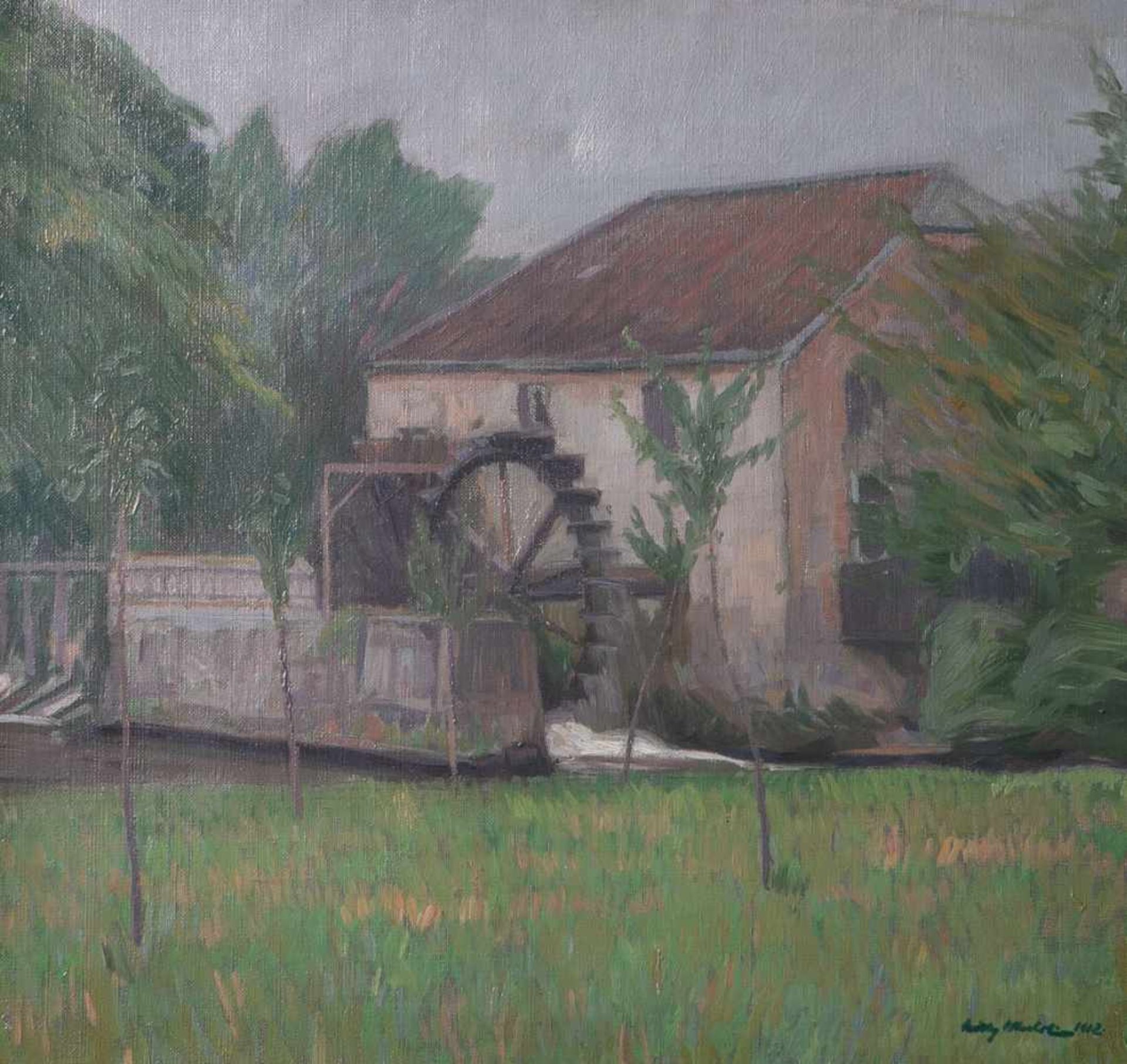 Mulot, Willy (1889-1982), Mühle im Taunus (wohl 1912), Öl/Lw., re. u. sign. u. dat. (wohl<b