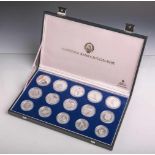 Silbermünzen-Set von 1984 (Narodna Banka Jugoslavije), insgesamt 15 Münzen in Kapseln mit<b