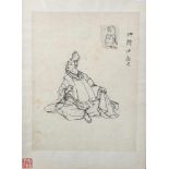 Unbekannter Künstler, Studie, Tuschezeichnung (Japan), rechts oben bez., li. u. Stempel,<
