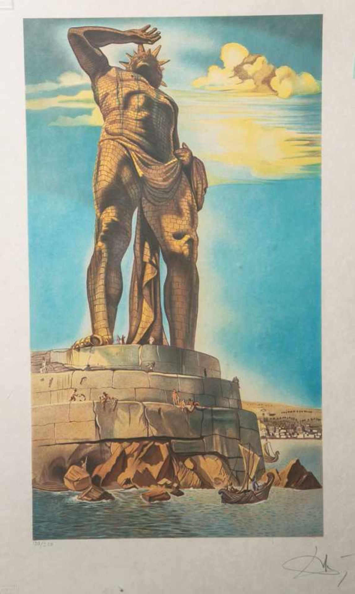 Dali, Salvador (1904 - 1989), "The Colossus of Rhodes", Farbdruck nach Dali, in der Platte