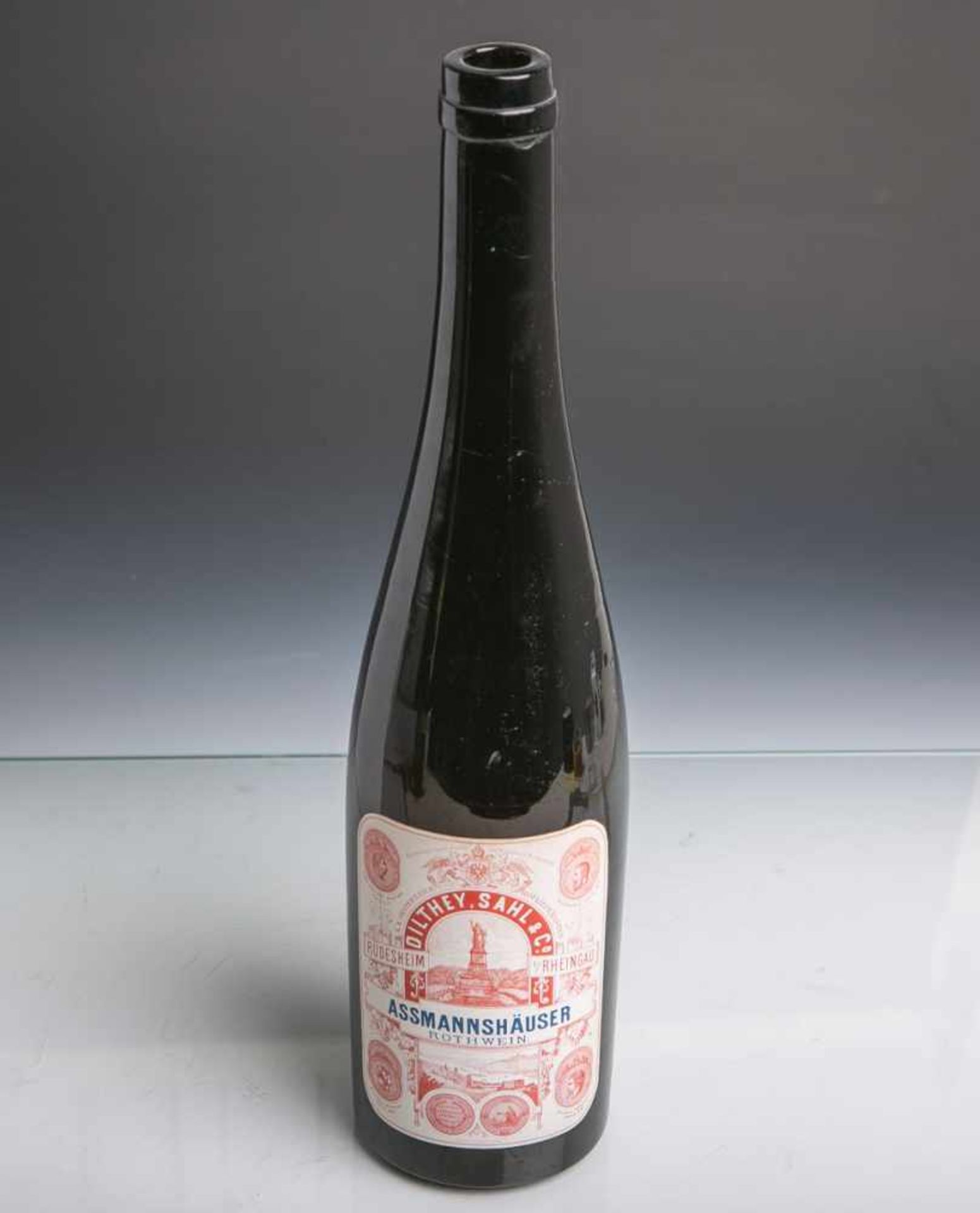 Historische Weinflasche (19./20. Jahrhundert), orig. Etikett "Dilthey, Sahl u. Co.,