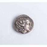 Silbermünze "Tetradrachme" (Thracia, Thasos, nach 146 v. Chr.), Dionyssoskopf, Rs.:<