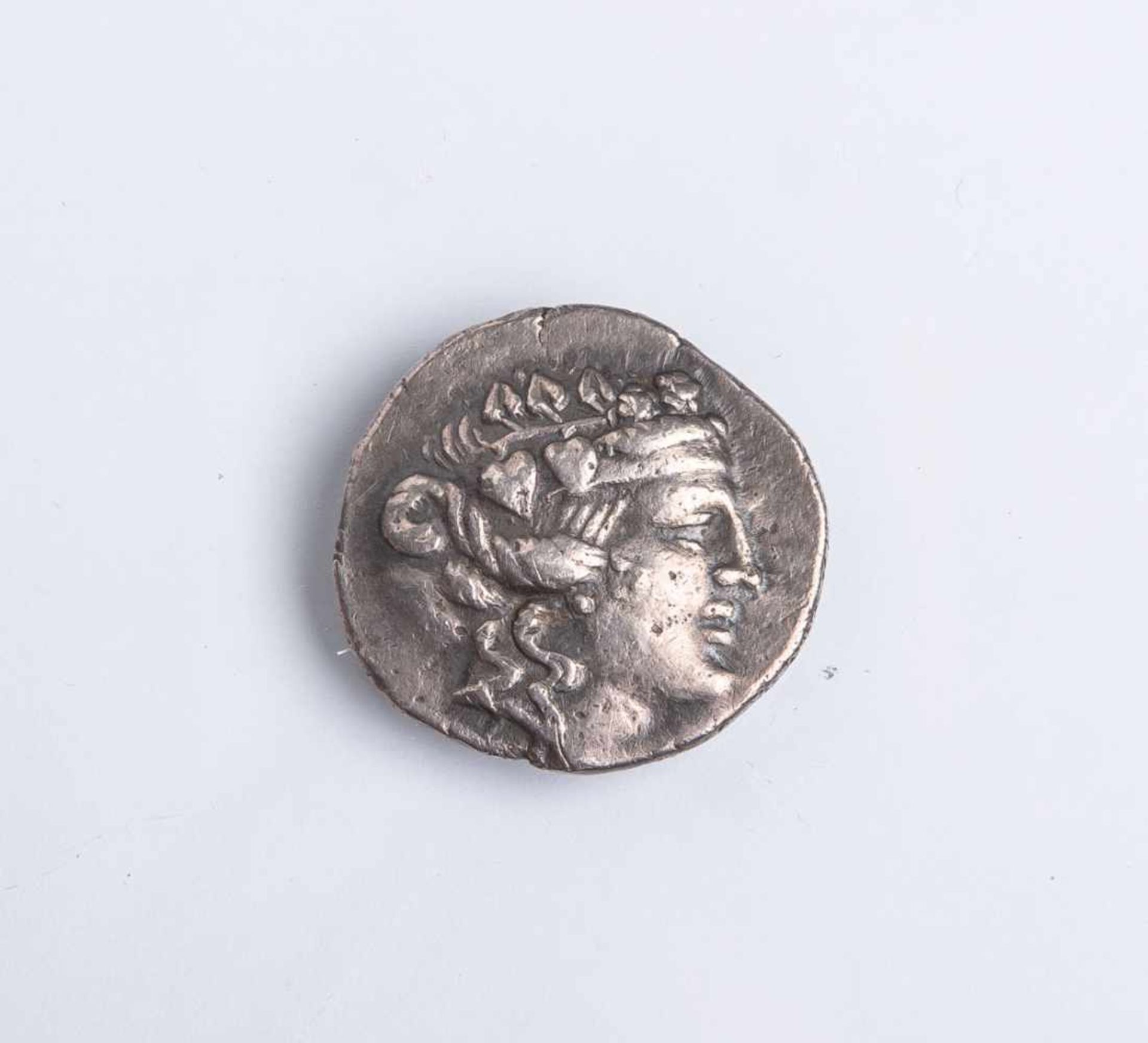 Silbermünze "Tetradrachme" (Thracia, Thasos, nach 146 v. Chr.), Dionyssoskopf, Rs.:<