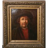 Unbekanter Altmeister, Portrait von Rembrand van Rijn (1606 - 1669), Öl/Lw., unsign. (wohl<