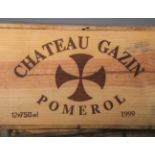 24 Flaschen von Chateau Gazin Pomeral (1999), Rotwein, 2 Holzkisten à 12 Flaschen, je 0,75L, in