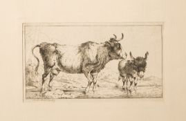 Loutherbourg, Philip Jacob de (1740-1812), Bulle und Esel, Radierung, unten links in der