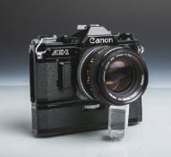 Canon-Kamera (Japan), Modell "AE-1" mit sog. "Power Winder A", 969487, Lens (Made in