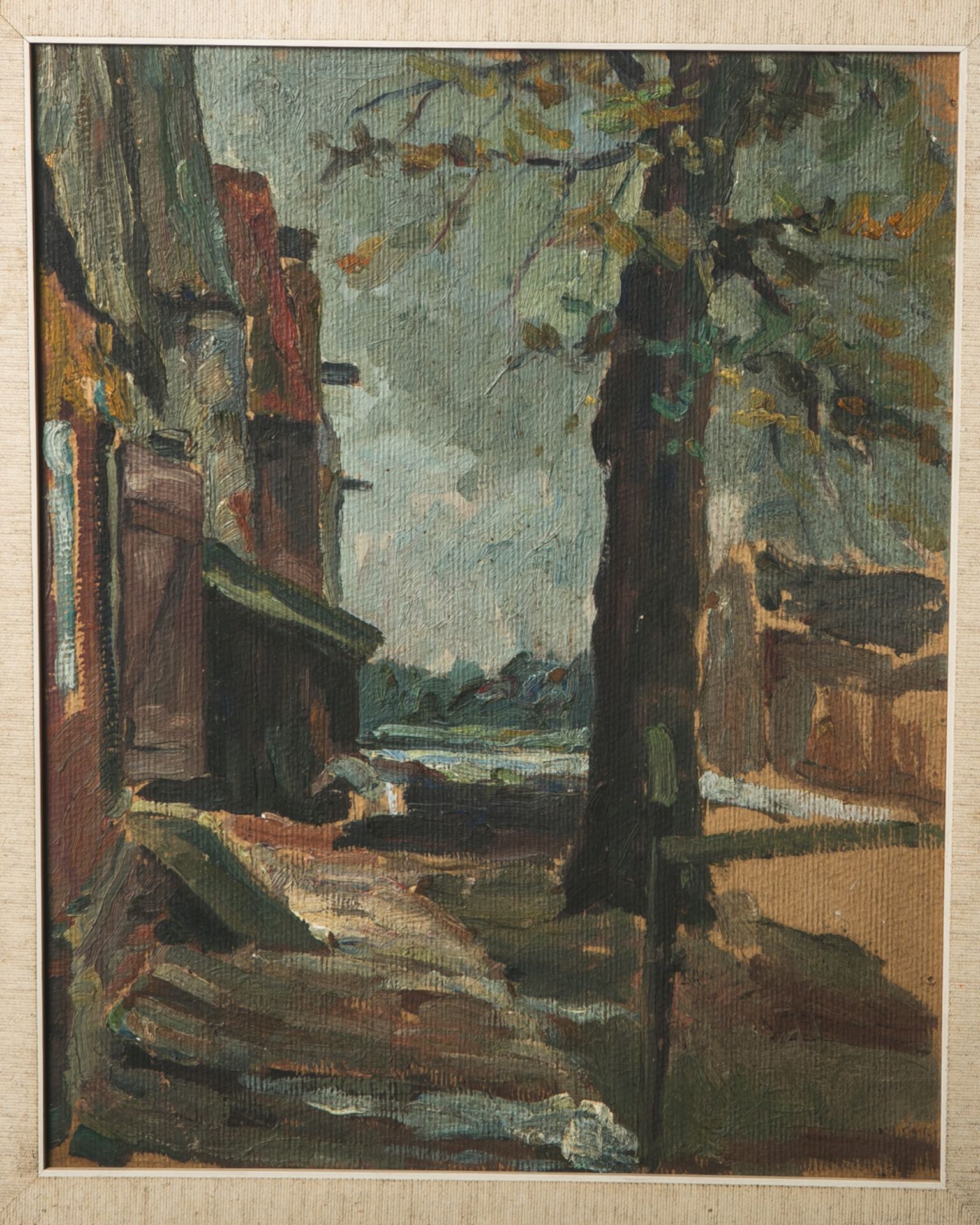 Unbekannter Künstler (wohl 19./20. Jahrhundert), abstrakt gemalte Landschaft, Öl auf