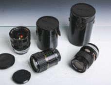 Konvolut von 3 Objektiven, bestehend aus: 1x "Canon FD" (Aspherical, 1:1,4/24 mm, S.S.C.,