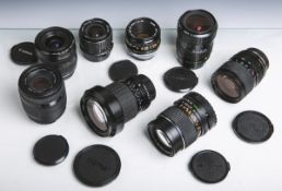 Konvolut von 8 Objektiven, bestehend aus: 1x "Canon Zoom EF" (1:3,5-4,5/35-70 mm, Nr.