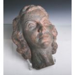 Wandmaske (im Stil der 1930er Jahre, in der Art von F. Klimsch), Terracotta, Frauenkopf,