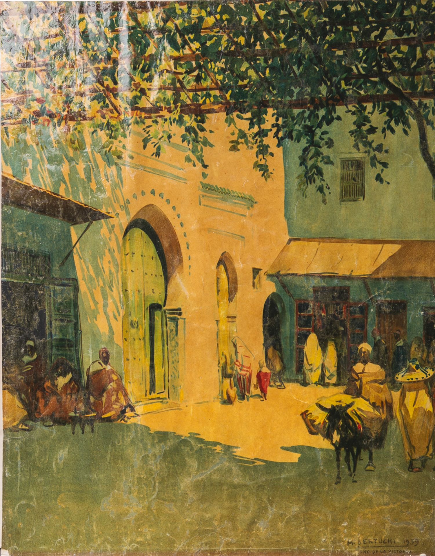 Nach Mariano Bertuchi (1884 - 1955), Marktdarstellung wohl in Marokko, Multiple/Papier,