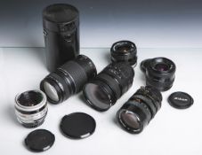 Konvolut von 6 Objektiven, bestehend aus: "Canon Ultrasonic" (1:4-5,6/75-300 mm, Dm. 58