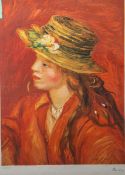 Renoir, Pierre Auguste (1841 - 1919), "Fillette au chapeau de paille" / "Woman with straw