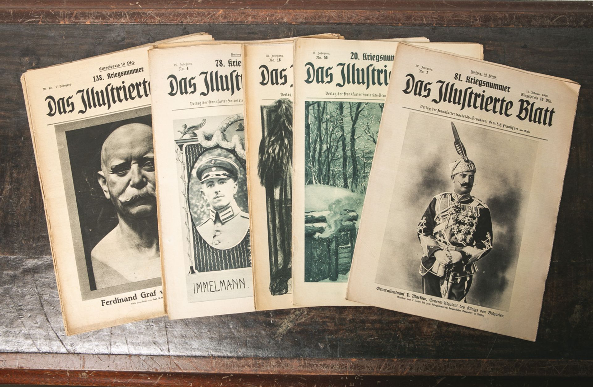 Konvolut von 55 Zeitungen "Das Illustrierte Blatt" ("Kriegsnummern"), alles über den 1.