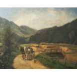 Felgentreff, Paul (1854 - 1933), süddeutsche Landschaft m. einem Paar auf einer