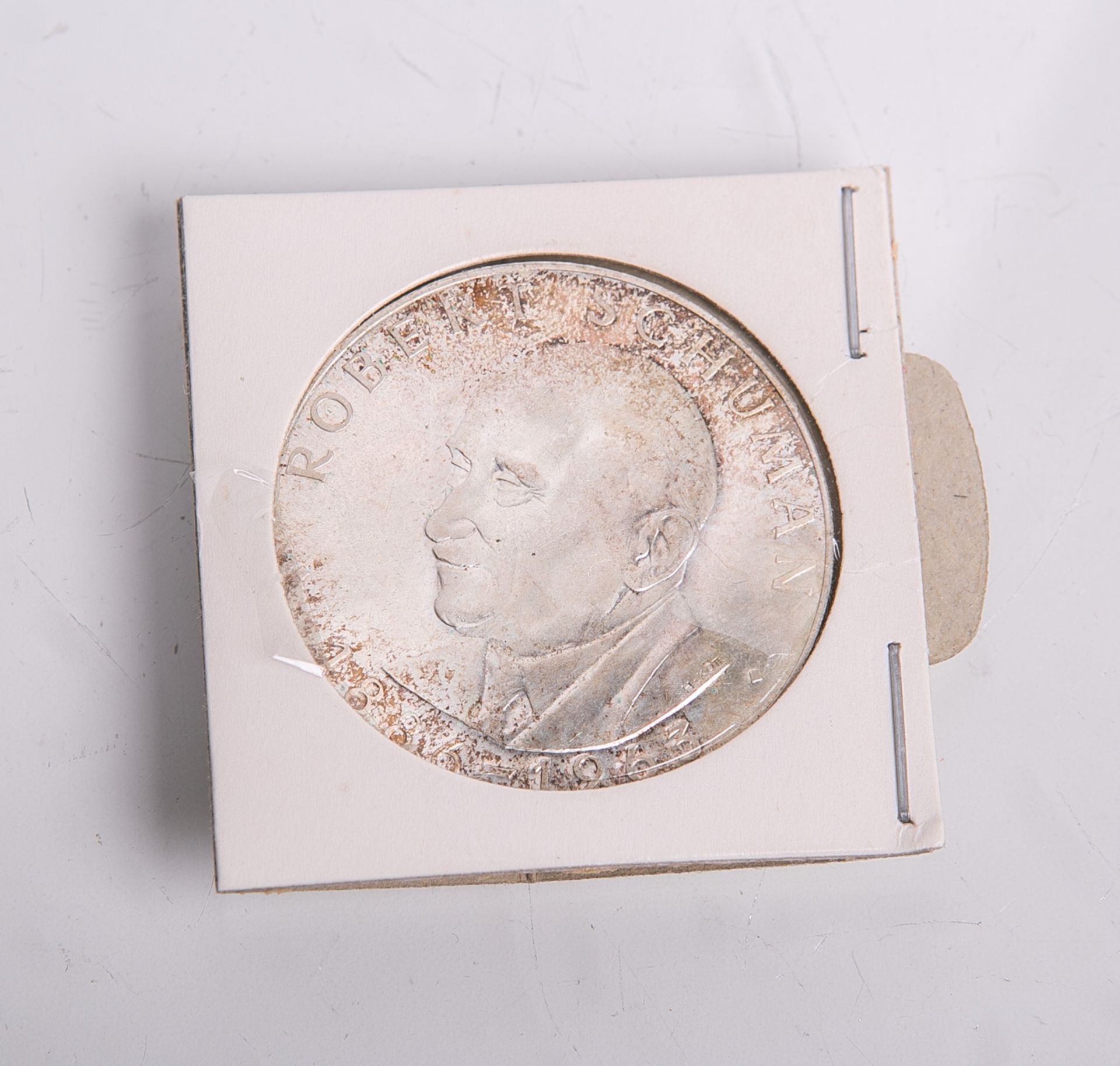 Konvolut von 2 Medaillen, bestehend aus: 1x "Robert Schuman" 900 Silber (1971, - Image 3 of 4