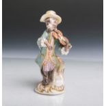 Figur aus der Affenkapelle "Affe als Geiger" (Meissen, blaue