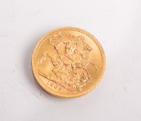 1 Sovereign "Elisabeth II." (Großbritannien, 1965), 916 Gold, Dm. ca. 2,2 cm, Gewicht ca.