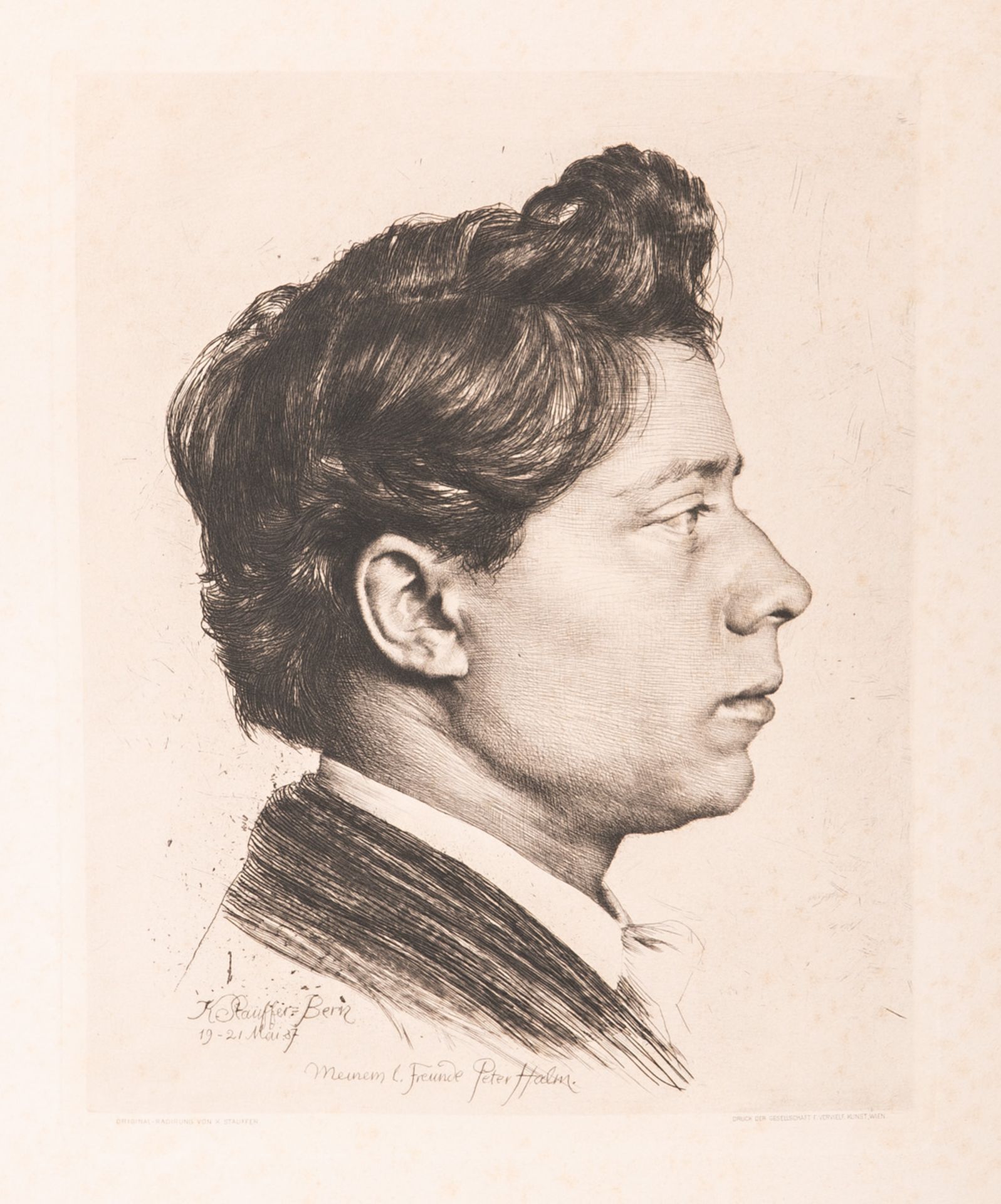 Stauffer, Karl (1857 - 1891), Portrait eines Mannes, Radierung, li. u. in der Platte sign.