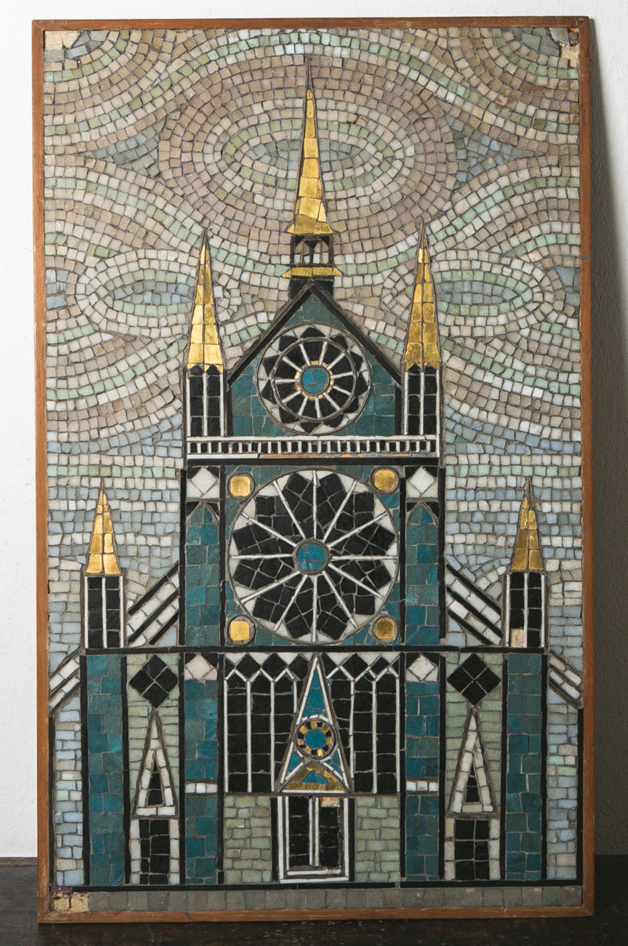 Kramer, Fritz (wohl 20. Jahrhundert), "Cathedral", Mosaik/Holzplatte, rs. sign. u. bez.