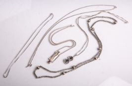 Konvolut Silberschmuck div. Legierung, 5 Teile, bestehend aus: 1x Halskette 800 Silber (L.