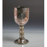 WMF Pokal (Art Déco), Metall versilbert, Aufschrift: "Gewidmet vom Ehrenausschuss des