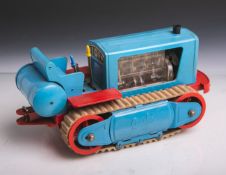 Blechspielzeug "Gescha 750", Raupe/Bulldozer (wohl 1950/60er Jahre), aus Blech und