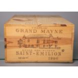 12 Flaschen von Chateau Grand Mayn, Saint Emilion (1996), je 0,75 L, in orig. Holzkiste.Im