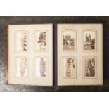 Altes Fotoalbum (um 1900), geprägter Ledereinband, teils mit alten Fotos, Größe ca. 29 x