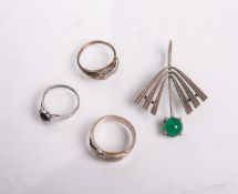 Konvolut Silberschmuck, 4 Teile, bestehend aus: 1x Anhänger 835 Silber, besetzt m. 1