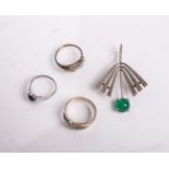 Konvolut Silberschmuck, 4 Teile, bestehend aus: 1x Anhänger 835 Silber, besetzt m. 1