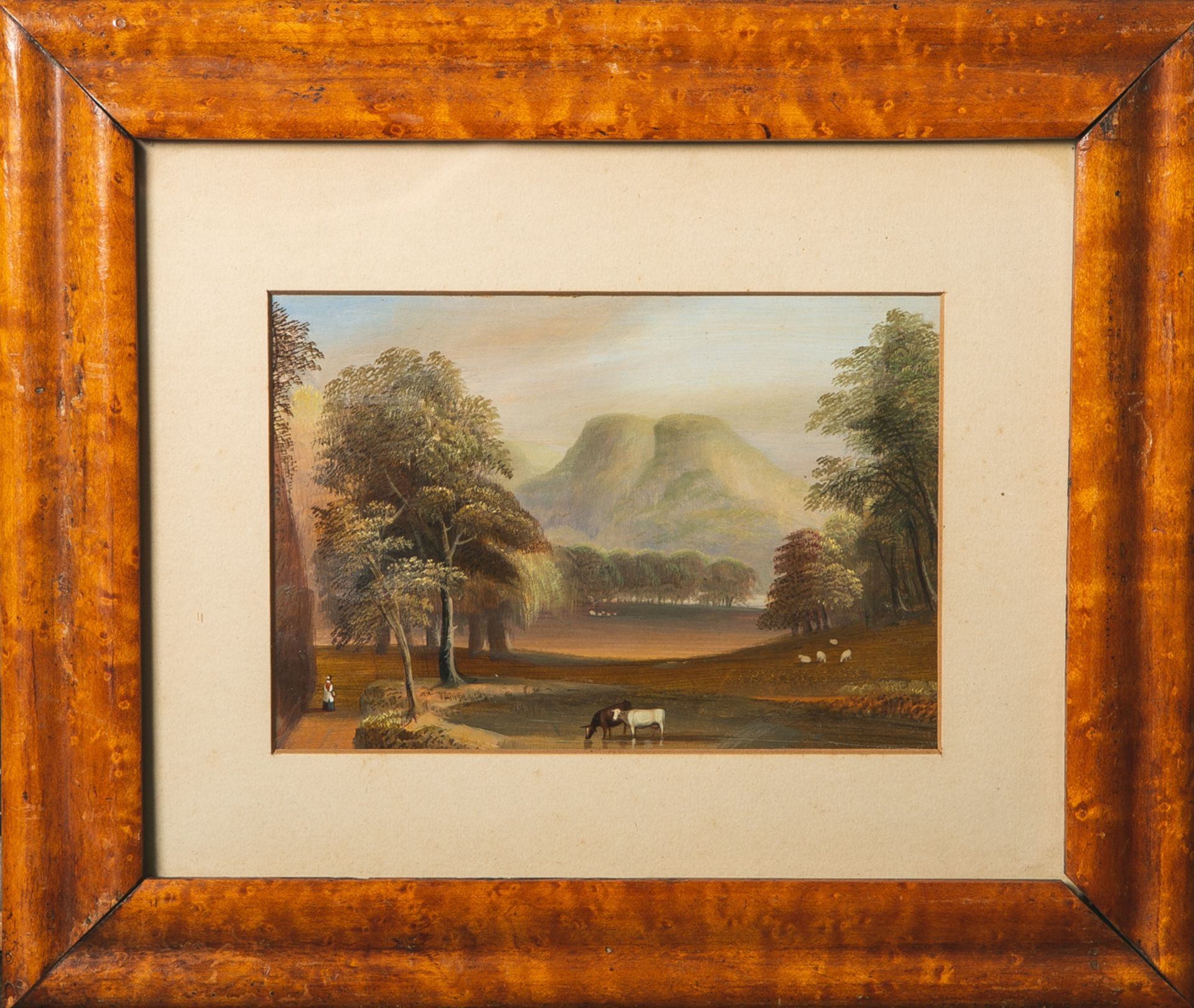 Unbekannter Künstler (wohl 19./20. Jahrhundert), Berglandschaft mit zwei an einem Gewässer