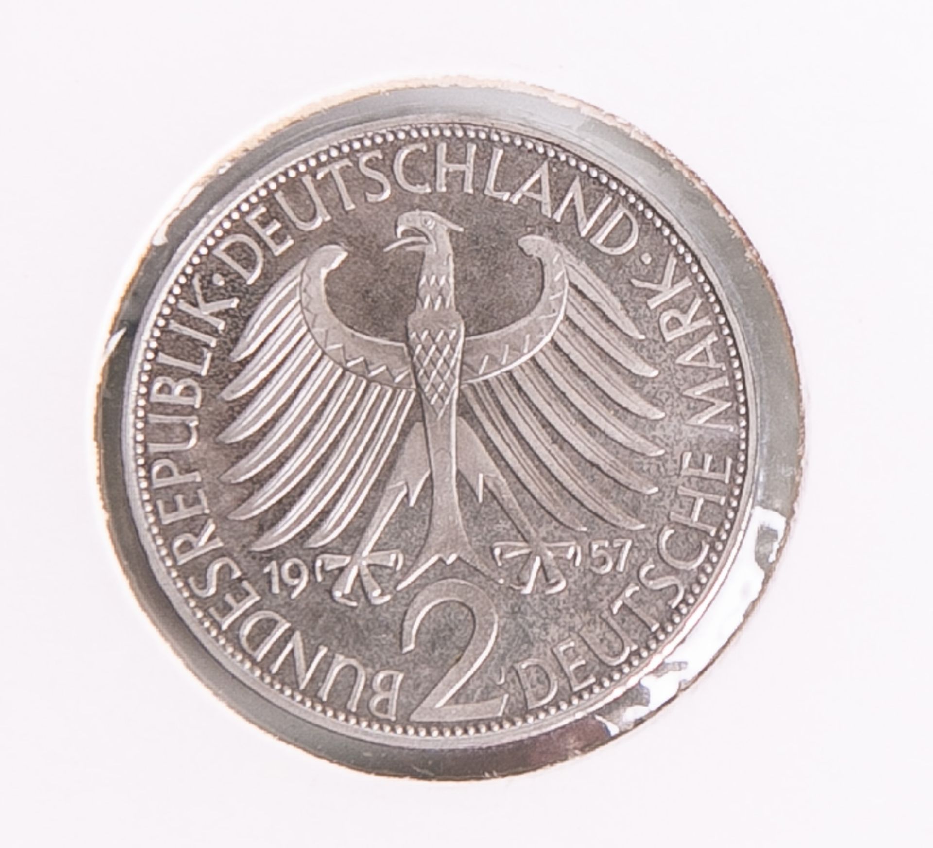2 DM-Münze "Max Planck" (BRD, 1957), Münzprägestätte: J, Aufl. 370 Stück, eingeschweißt.