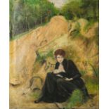 Köble, G. wohl (wohl 20. Jahrhundert), Darstellung einer ein Baby stillenden Frau im Wald,